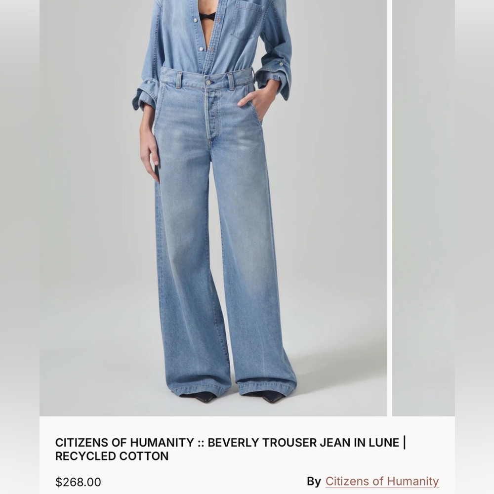 Citizens of Humanity Beverly Jeans Size 30 Wide Leg Denim High Rise NWT - Picture 12 of 15